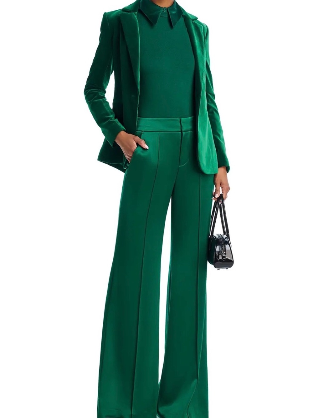 Alice + Olivia Emerald Green Wide-Leg Trousers